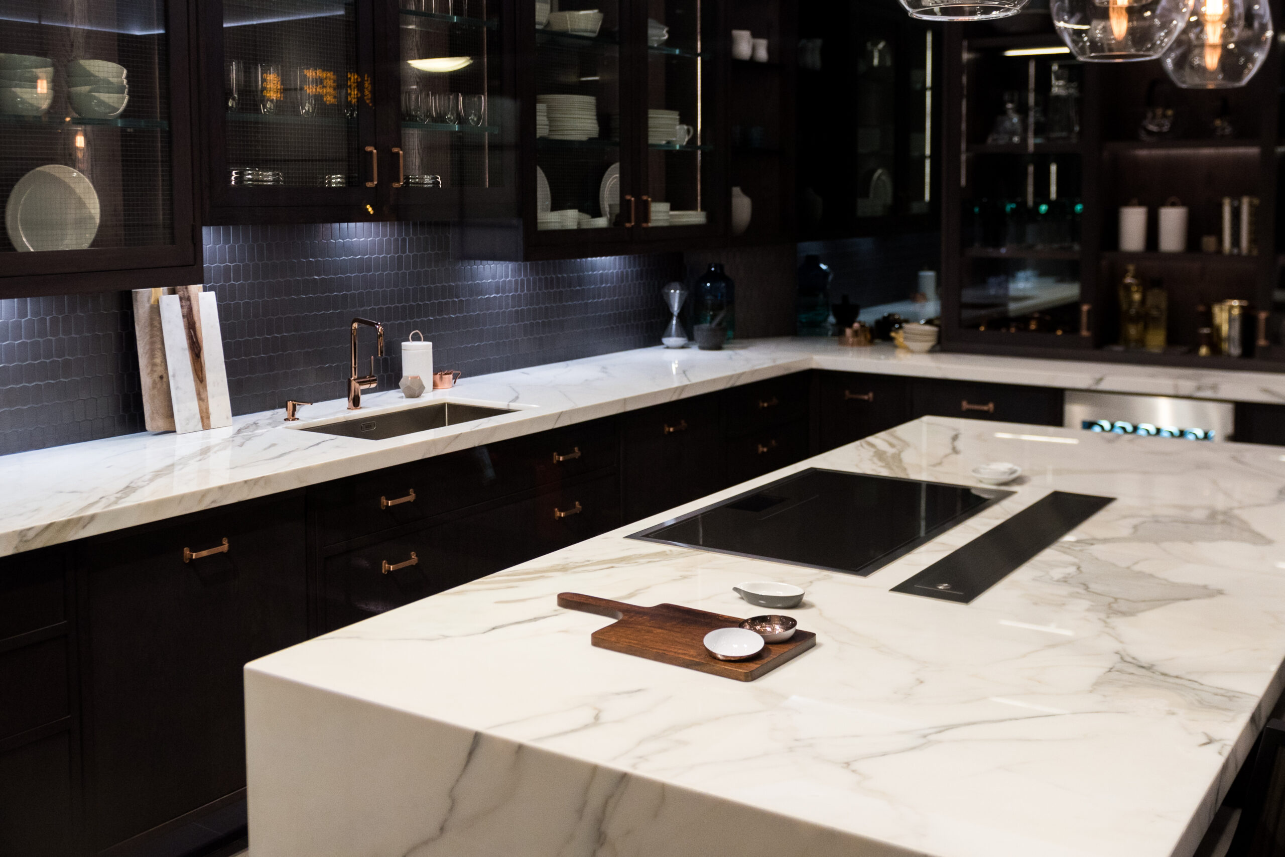 Bespoke High Quality Kitchen with Large Marble Counter Top.