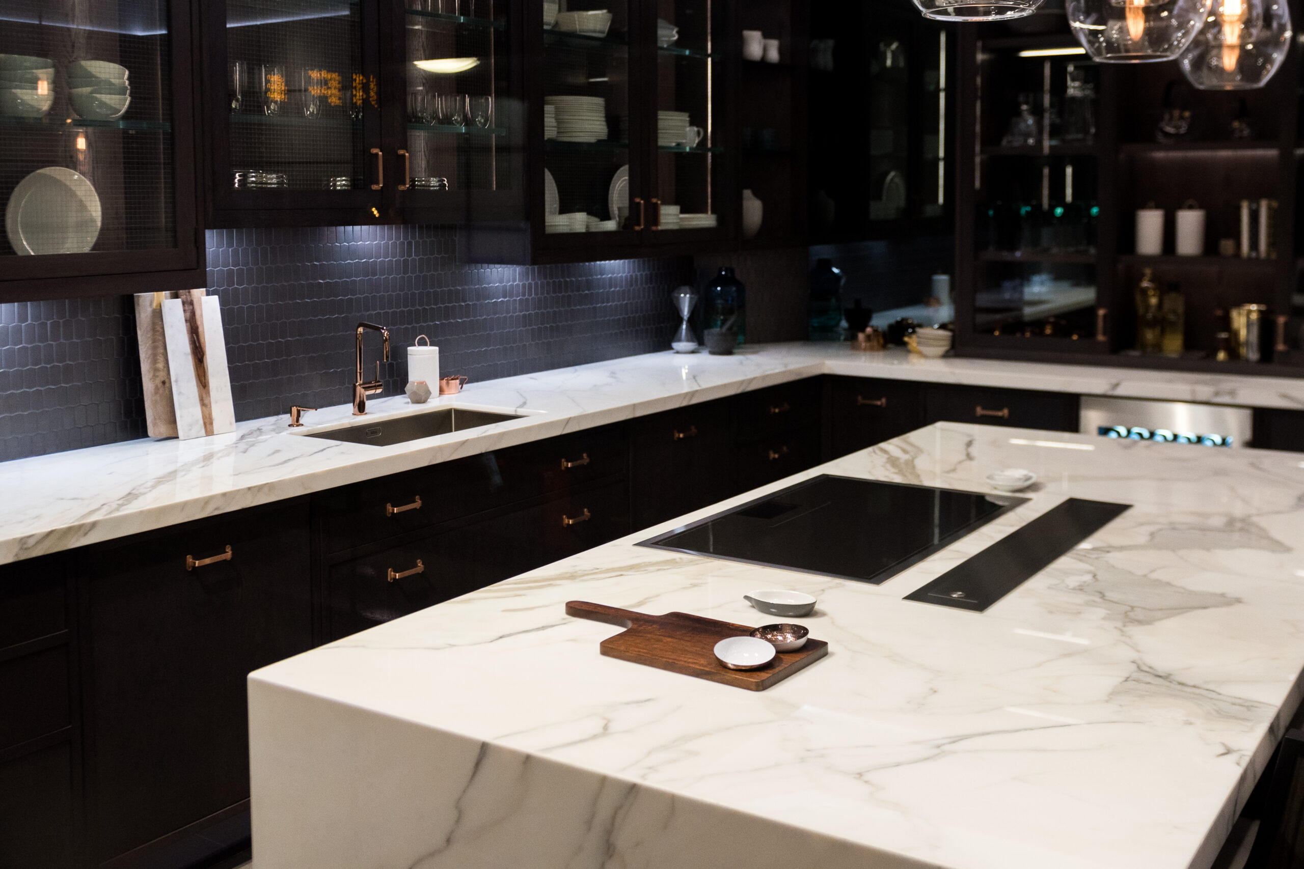 Bespoke High Quality Kitchen With Large Marble Counter Top.
