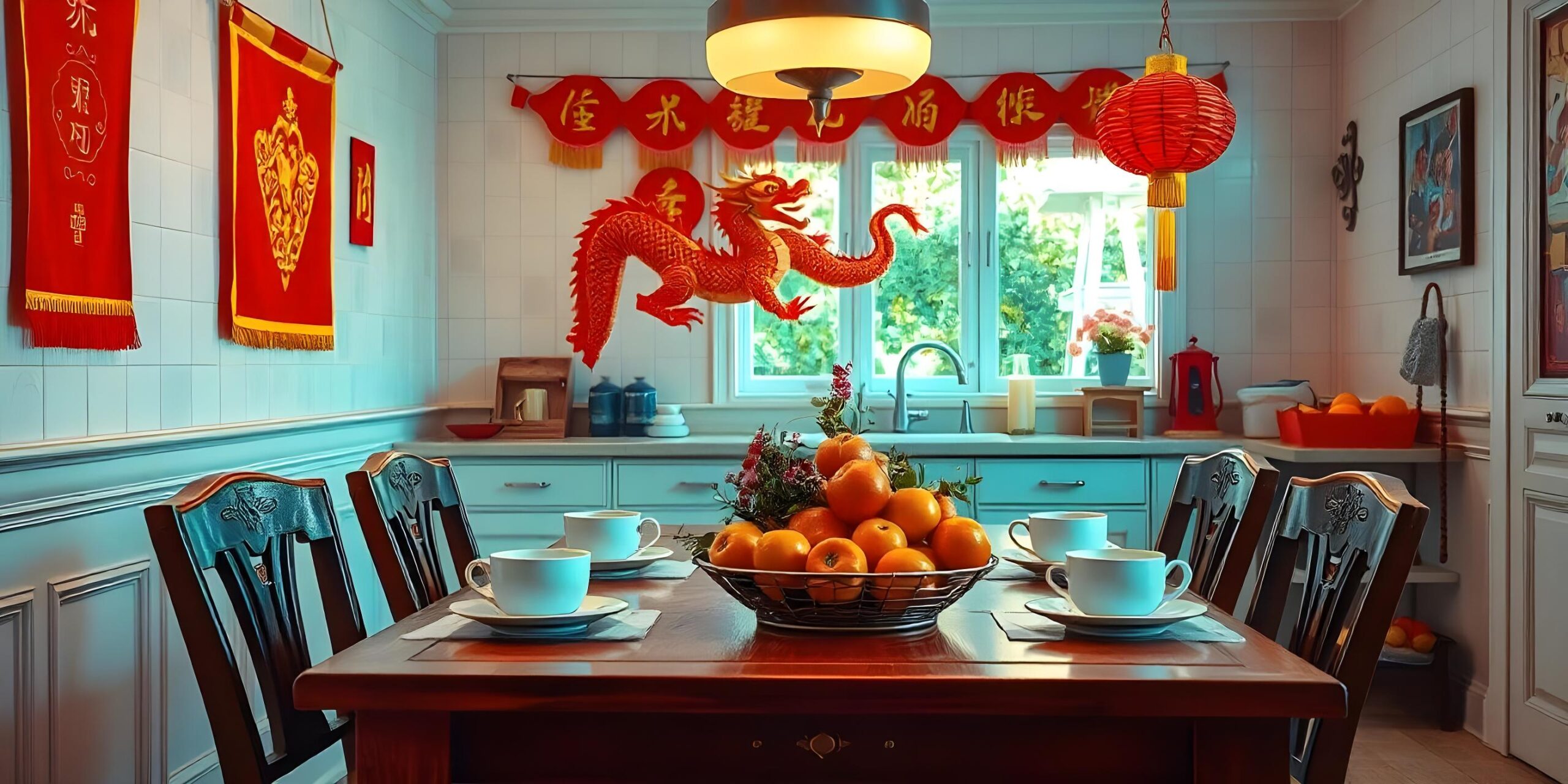 Wood Cabinet Johor Chinese New Year Kitchen Decor, Festive Kitchen Decor, Lunar New Year Decor Elements