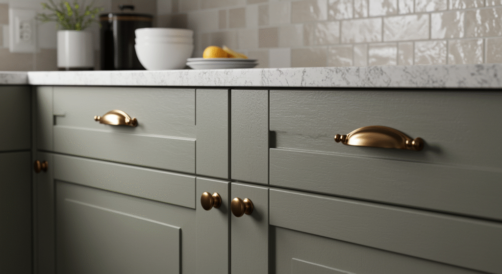 Wood Cabinet Johor Choosing Cabinet Hardware, Kitchen Cabinet Aesthetics, Kitchen Cabinet, Home Kitchen Cabinet, Cabinet Hardware, Hardware Option, Cabinet Hardware Choice