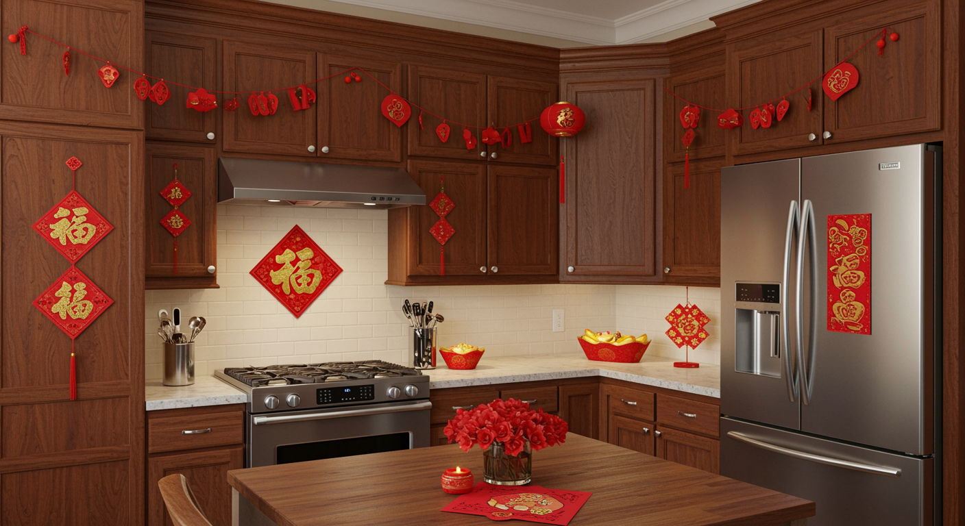 Spick And Span Kitchen, Kitchen Decor, Chinese New Year Decor, Kitchen Planning, Clean Kitchen Tips, Cleaning Kitchen For Cny, Quick Clean For Festive Season, Home Decor For Cny
